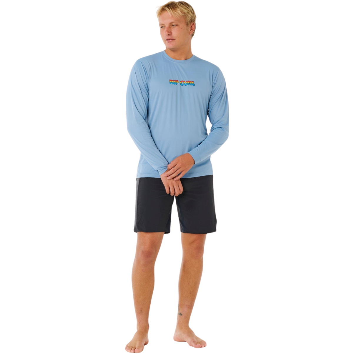 2026 Rip Curl Männer Icons Of Surflite UPF Langarm-Lycra-Weste 162MRV - Faded Denim
